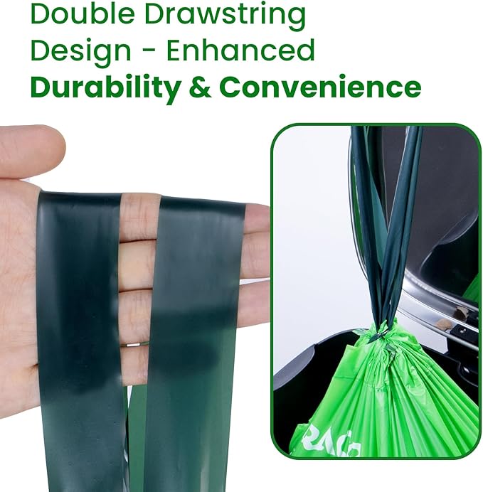 13 Gallon Compost Drawstring Kitchen Waste Bag, 49.2 Liter, 35 Count,1 Mil, Heavy Duty Food Scrap Bags