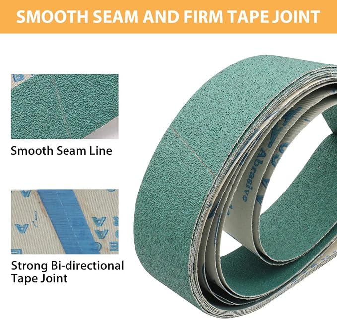 2 x 42 Inch Ceramic Sanding Belts, 2x42 Metal Grinding Belt, 60/80/120/180/240/400 Grit Sander Belt for Knife Making, Deburring, 6 Pack