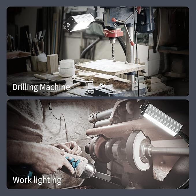 Magnetic Work Light, Led Machine Light, IP66 Waterproof gooseneck Light, 800 Lumens + Reinforced Magnetic Bas, Suitable for Lathe Table