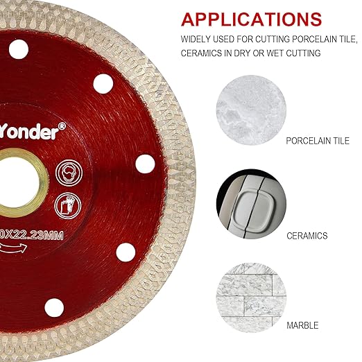GoYonder 4 Inch Super Thin Tile Saw Blade, Diamond Blade for Angle Grinder, Dry Wet Tile Blade for Ceramic Tile, Concrete, Granite Cutting