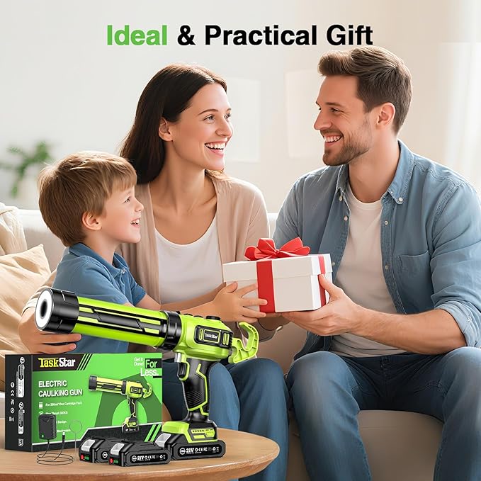 Electric Caulking Gun 20V, Cordless Caulking Gun with 2 x 2.0Ah Batteries, LED Light, Variable Speed, 10 OZ-10.1 OZ Battery Sealant Gun Tool for Filling, Sealing