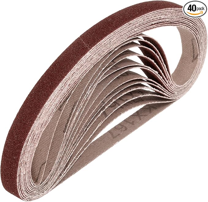 HARFINGTON 1/2 x 18 Inch Sanding Belts, 40 Pcs 120 Grits Aluminum Oxide Abrasive Belt Sander File Belt for Woodworking, Metal Polishing, Knife Sharpener