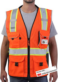 Neopelta Reflective Safety Vest Orange Mesh, Made with 3M Reflective Tape, Heavy Duty Vest with ID pocket, Padded Neck, Orange 3XL