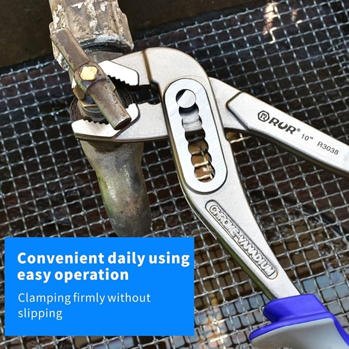 8-inch Quick Adjust Water Pump Pliers - Locking Pliers with 7 Postion V-Jaw,Channel Lock,Serrated Jaws and Comfort Dip-grip Handle