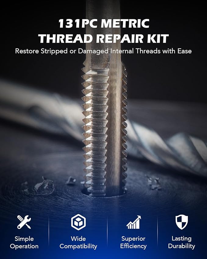 Orion Motor Tech Thread Repair Kit, Metric Helicoil Repair Kit with HSS Drill Bits Thread Inserts Taps Breakoff Installation Tools, Portable Rethreading Tool Kit in M5 M6 M8 M10 M12 Sizes