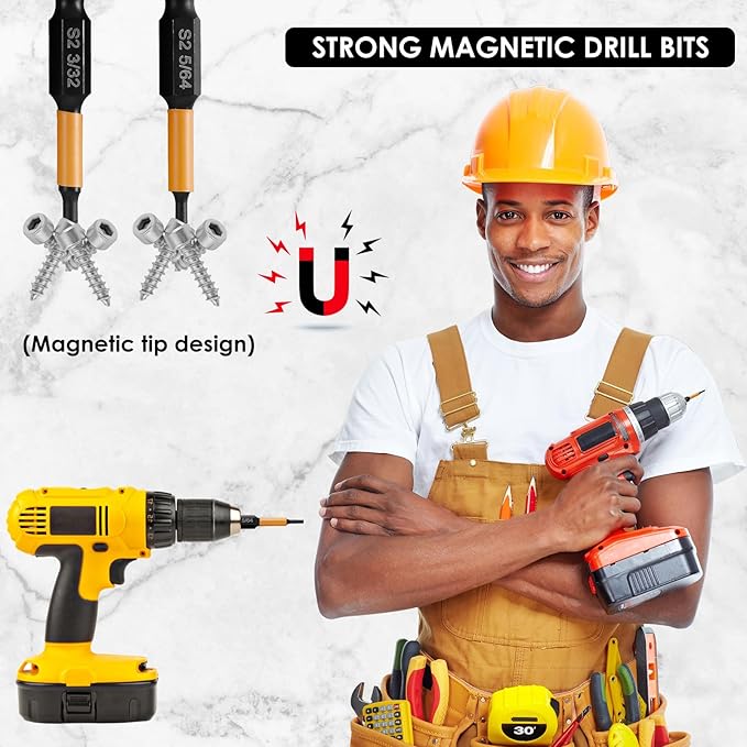 20Pcs Impact Hex Head Allen Wrench Drill Bit Set S2 Alloy Magnetic 1/4inch Quick Release Shank Screw Driver Drill Bit for Home Repair