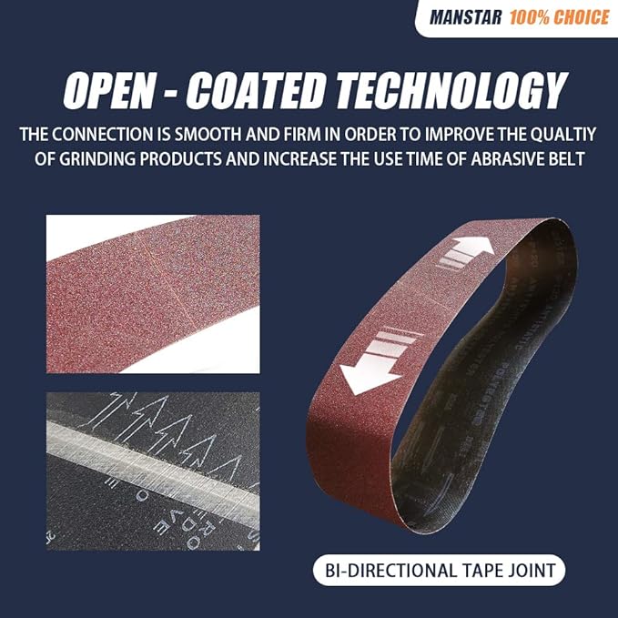 10 Pcs 2 x 72 Inch Assorted Aluminum Oxide Sanding Belt,80/120/150/240/400 Grit
