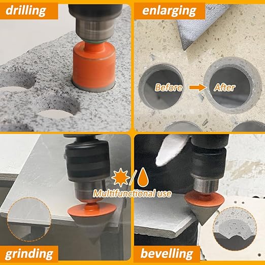 Diamond Core Drill Bit Kit BGTEC Diamond Hole Saw Tile Cutter,Triangle Shank 10pcs 6/8/10/20/25/28/32/45/50/65mm Drill Bits+1pc 3/8" Hex Shank Chamfer Bit