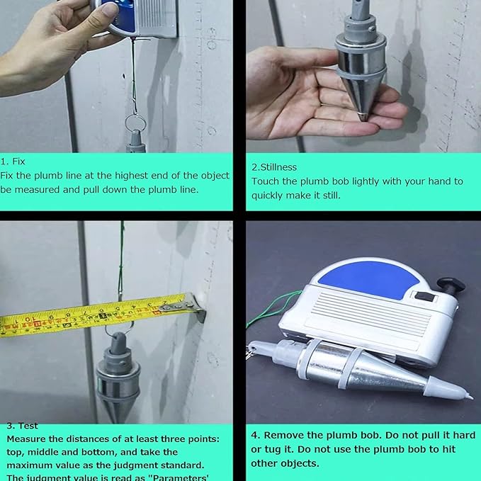 Retractable Plumb Bob With 19.7ft String, Magnetic Retractable Plumb Bob Construction Tools, Automatically Stretch Line Quickly Stabilize Plumb Bob Tool, Plumb Bob Reel Retractable