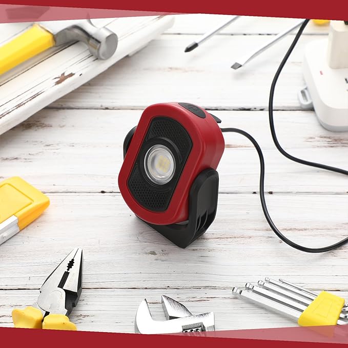 Retisee 2 Pcs 720 Lumens Magnetic Work Light USB Rechargeable LED Flashlight Portable Inspection Light for Car Repair Emergency Lighting Mechanics Workshop (Red)