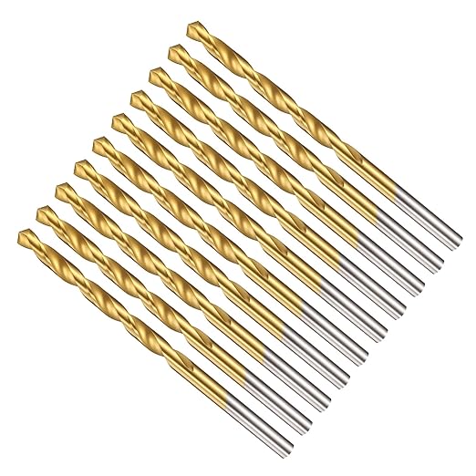 Drill Bit, 11/64" Cutting Diameter (4.366mm), 4241 HSS TiN Coated 118° Cutting Angle Versatile Jobber Bits - (Applications: for Drilling Plastic Wood Soft Thin Metal), 10-Pieces