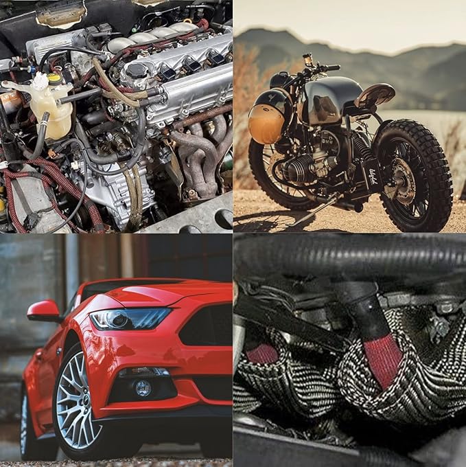 Heat Shield Sleeve Fuel Line Heat Shield Auto Hose Spark Plug Wire Cover Protectors Boots Roll 2500 Degree for Car&Auto Wire Loom Brake Cable (1/2" IDX10FT, Titanium)