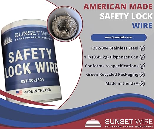 Safety Lock Wire - T302/304 Stainless Steel Safety Wire for Aviation, Automotive, Industrial Use - 1lb Dispenser Can - Made in USA (0.020 in)