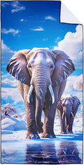 Glacier Elephant Beach Towel Oversized 36" x 72", Thin Lightweight Sand Free Quick Dry Microfiber Towel for Swimming Pool Cruise Camping Travel