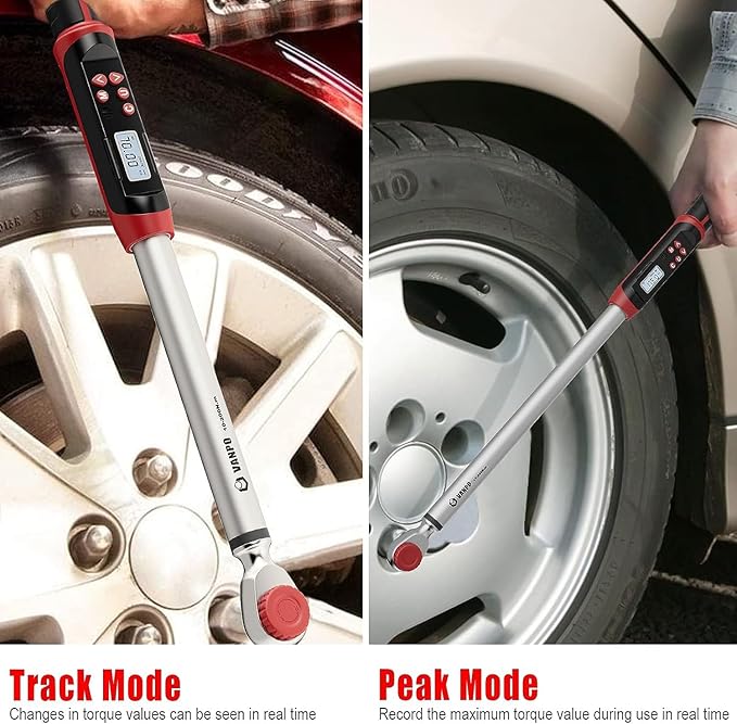 1/2-Inch Drive Digital Torque Wrench(12.5-250.8 ft-lbs./17-340Nm), Accurate to ±2%, Electronic Torque Wrench Set with Buzzer & LED Indicator for Bike Moto Car