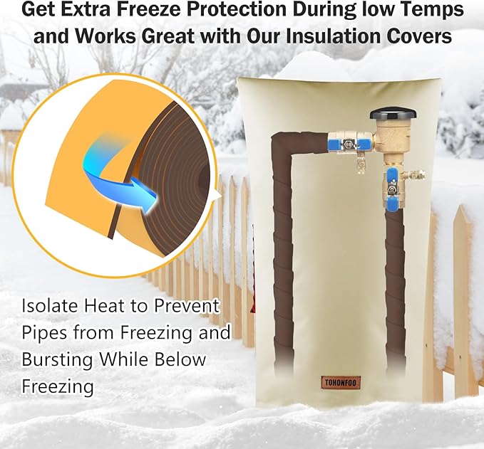 Pipe Insulation Tape, Outdoor Water Pipe Insulation Wrap, Foam Insulation Tape for Outdoor Pipes Winter Freeze Protection, Heat Tape for Water Pipes, Copper Pipes, PVC, AC Line, 3in x 15ft, Brown