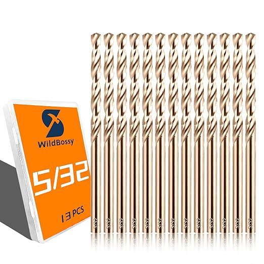 Cobalt Drill Bit Set 5/32" - 13PCS, M35 Twist Drill Bits Straight Shank, 5/32" High Speed Steel Drill Bits for Drilling in Hard Metal, Stainless Steel, Cast Iron