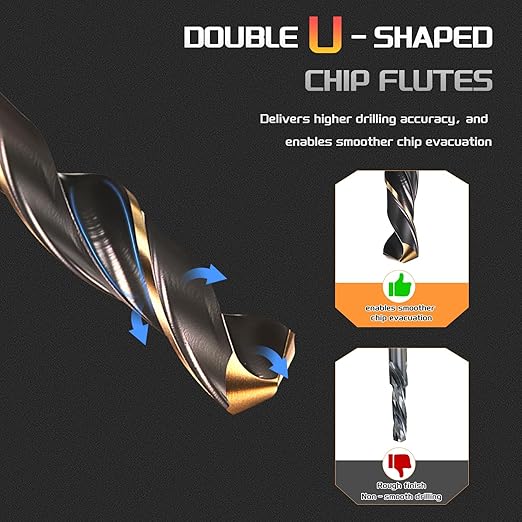 Drill Bit, 4mm Cutting Diameter, 4341 HSS Gold and Black 118° Cutting Angle Number Jobber Bits - (Applications: for Drilling Soft Metal Plastic Wood), 10-Pieces