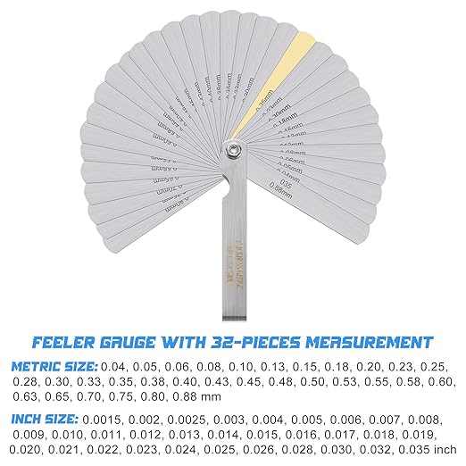 Weewooday 3 Pcs Straight and Angled Stainless Steel Feeler Gauge, Dual Inch and Metric Feeler Gauges, 32-Pieces/ 26-Pieces/ 16-Pieces Valve Feeler Gauge for Measuring Width Thickness