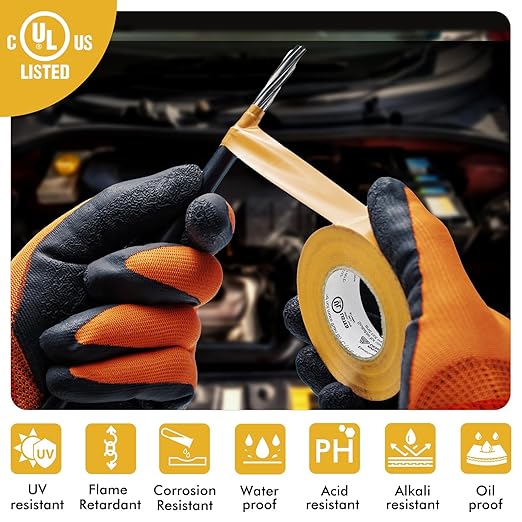 Avery Dennison Electrical Tape, 10 Rolls Professional Grade PVC Electric Tape, UL/CSA Listed ¾ in x 66 ft Insulating Vinyl Tape for Electrical, Repairs, Automotive and Equipment, Pro-36C, Yellow
