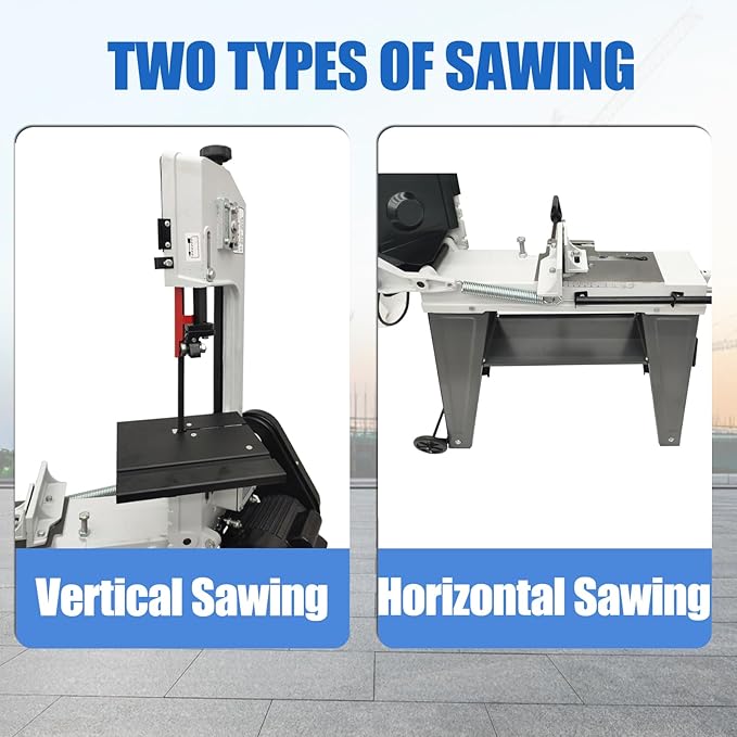 TECHTONGDA 1/2HP Metal Band Saw 420W Horizontal/Vertical Bandsaw, 110V Portable Cutting Machine, 3-Speed Blade, Vise Tilting 0-45º for Metal Wood Plastic