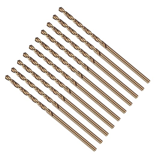 Drill Bit, #48 Cutting Diameter, 4341 HSS Gold Finish 118° Cutting Angle Number Jobber Bits - (Applications: for Drilling Soft Metal Plastic Wood), 10-Pieces
