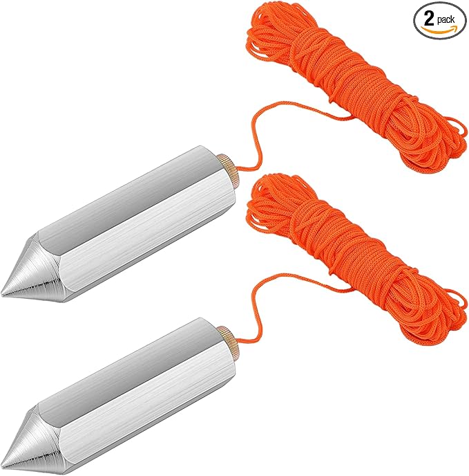 2 Pcs Hexagon Steel Plumb Bob 790-8, 8 Ounce Brass Plumb Alloy Steel Building Measuring Hammer Wire Hammer Pendant Metal Building Accessories Crafting Wire Kit