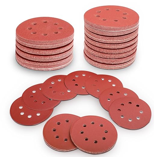 100 PCS 5 Inch Sanding Discs 320 Grit Hook and Loop Adhesive Round Sandpaper for Random Orbital Sander