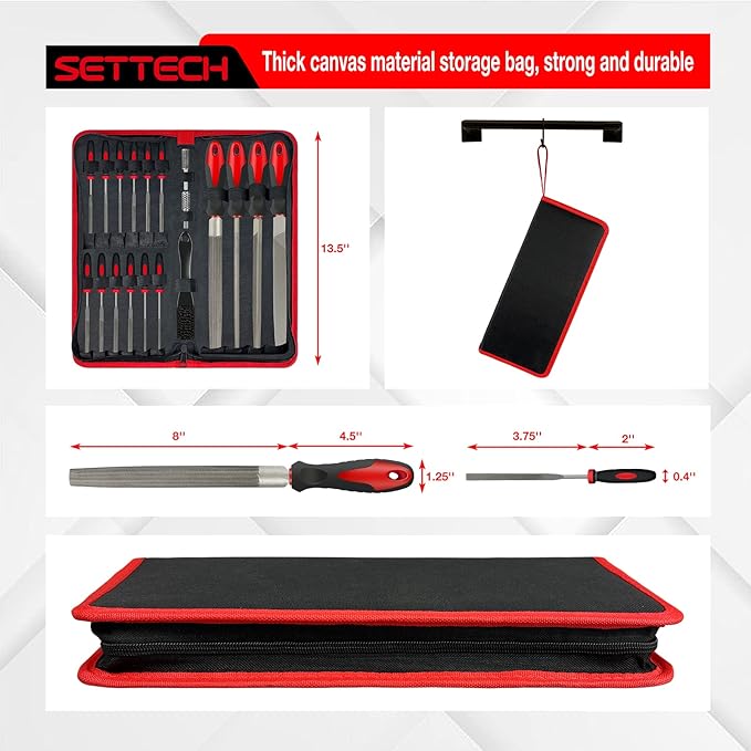 31PCS Metal & Wood File Rasp Set, Half-Round/Round/Triangle/Flat 4pcs Large Tools, 14pcs Needle Files and a Pair of Electric Files, 1PC Brush, 1PC Working Gloves and 10PCS Emery Papers