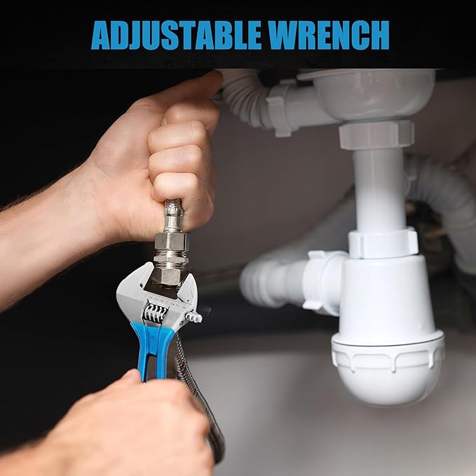 Lichamp 8-Inch Stubby Adjustable Wrench with 44 mm Wide Jaw Opening for Plumbing Automotive and Industry Tight Spaces Work