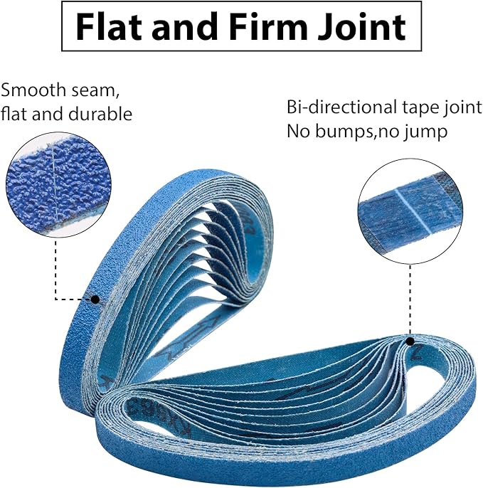 30 Pcs 1/2 x 18 Inch Zirconia Sanding Belts, 120 Grit 1/2x18 Air File Sanding Belts, Zirconia Belt Sander Sanding Belts for Metal (1/2x18in, 120 Grit)