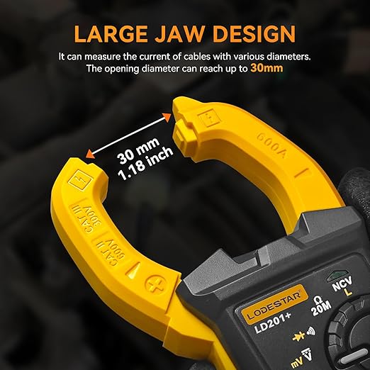 Digital Clamp Meter Multimeter 2000 Counts Voltage Tester with Auto-Range, AC/DC Voltage, AC Current, Resistance, Continuity Diode, Live Wire Test, NCV, True RMS clamp Meter AC Current Meter LD201+