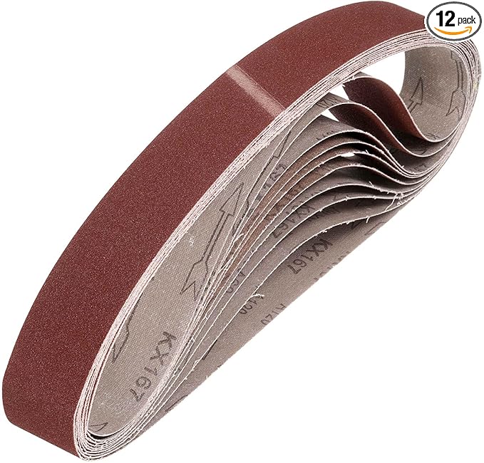 HARFINGTON 1 x 42 Inch Sanding Belts, 12 Pcs 120 Grits Aluminum Oxide Abrasive Belt Sander File Belt for Woodworking, Metal Polishing, Knife Sharpener