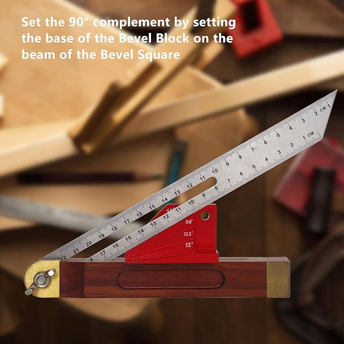 Aluminum Alloy Bevel Gauge Block, Universal Angle Finder for Router and Table Saw Woodworking Angles for 1:6, 1:7, 1:8 Miter Angles of 15°, 22-1/2°, 30°, 36° and 45°