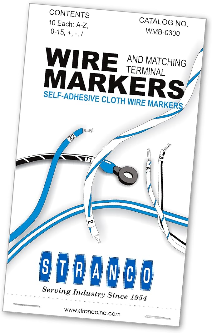 Premium Wire Marker Book for Cable Management, Vinyl-Coated, High-Tack Adhesive, Electric Panel Wire Label Stickers - 10 Pages, 1 Book, Legends A-Z, 0-15 (Pack of 5)