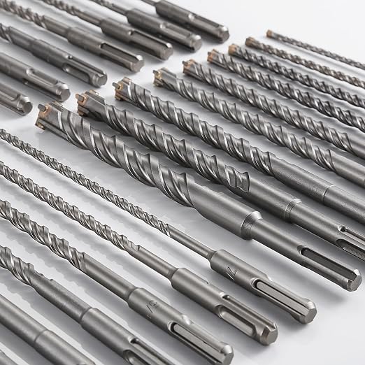 Concrete Drill Bit Lengthening 3pcs 3/8" X 12"-10" Cross-Type Double Thread Carbide Material Suitable for Brick, Cement Walls, Stone, Extra Long Hammer Drill Bits