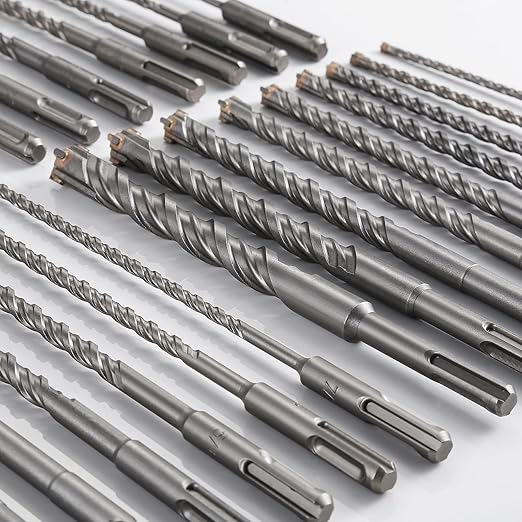 5pcs 7/32" X 6"-4" Cross-Type Double Thread Carbide Drill Bits for Concrete, Brick, Stone, Cement Walls