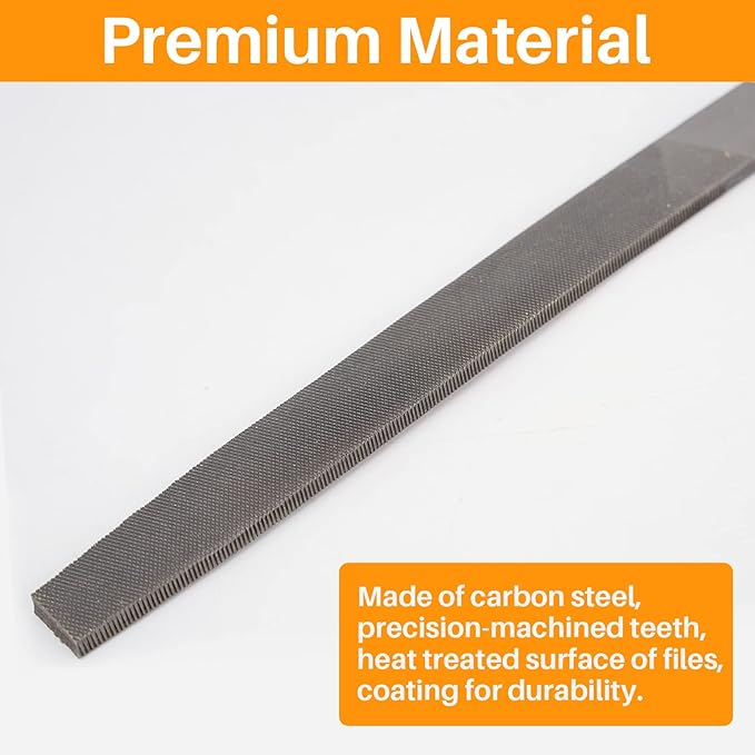 8" Flat Medium Cut File, Double Cut Teeth, Made of High Carbon Steel, Single Hand File Without Handle, Suitable for Shaping Metal, Wood, etc.