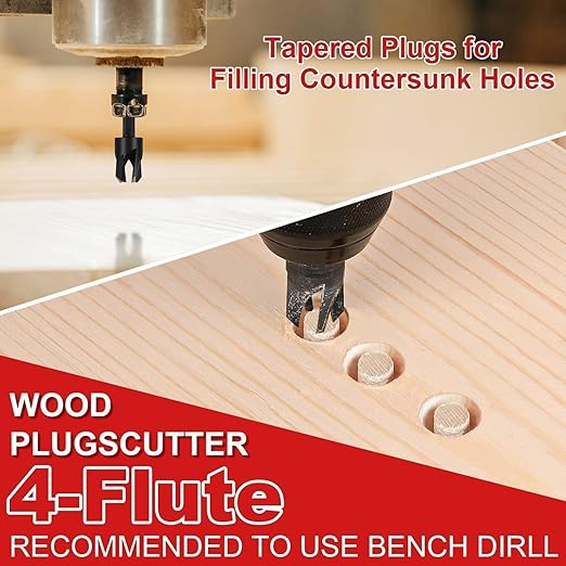 Countersink Drill Bit Set for Woodworking, 15 PCS M2 Cobalt HSS Tapered Drill Bits Kit with 2 Wood Plug Cutters, 1/4" Hex Shank Quick Change, Depth Stop Collars, 82° Counterbore & Storage Case