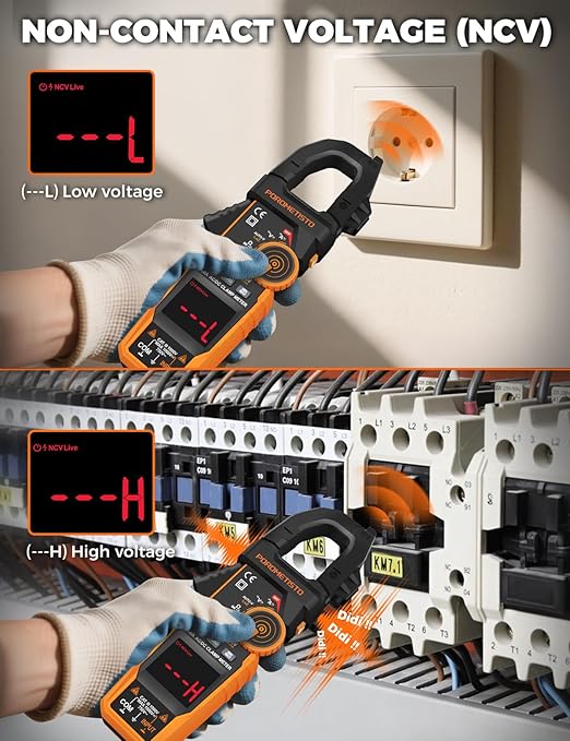 Digital Inrush Clamp Meter, CM06Pro Clamp Multimeter, T-RMS 6000 Counts 1000A Amp Voltage Tester with VFD, LOZ, Measures NCV, AC/DC Voltage Current, Continuity Capacitance Resistance
