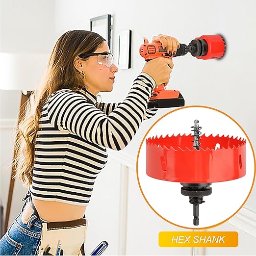 Hole Saw Heavy Duty bit Hex Shank,Hole Saw HSS with Arbor Bi-Metal & Heavy Duty Hole Saw Cutter for Wood Corn Hole Boards Plastic Drywall (φ89)