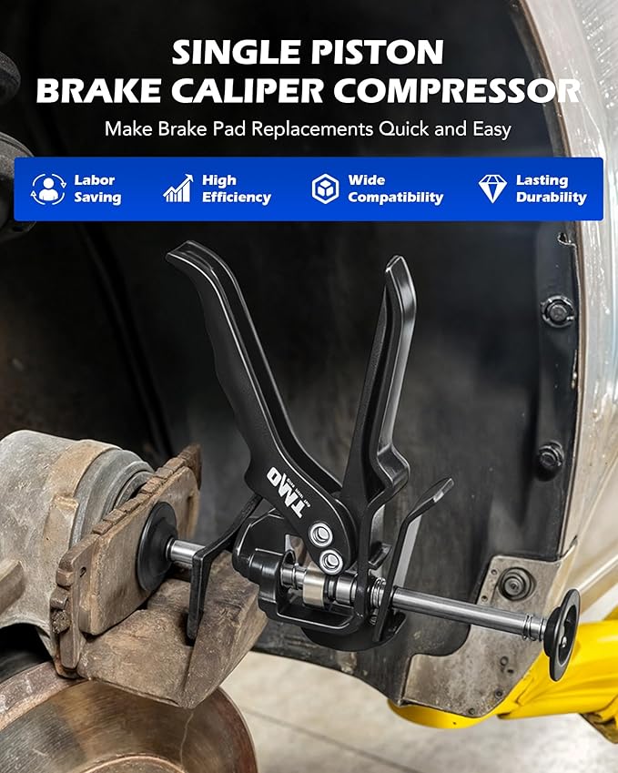 Orion Motor Tech Speedy Brake Caliper Compressor, Heavy Duty Single Dual Brake Piston Compressor Tool for Brake Pad Replacement, Disc Brake Caliper Tool Compatible with Most Cars & Trucks, Black