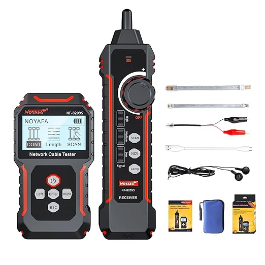 NOYAFA NF-8209S Network Cable Tester, Ethernet Cable Tester with CAT5, CAT6 Line Tracer, PoE, NCV, QCFunction,Length Test, Port Flashing,Fault Line Scan for Cable Grooming,LAN Network Cable Tracer Kit