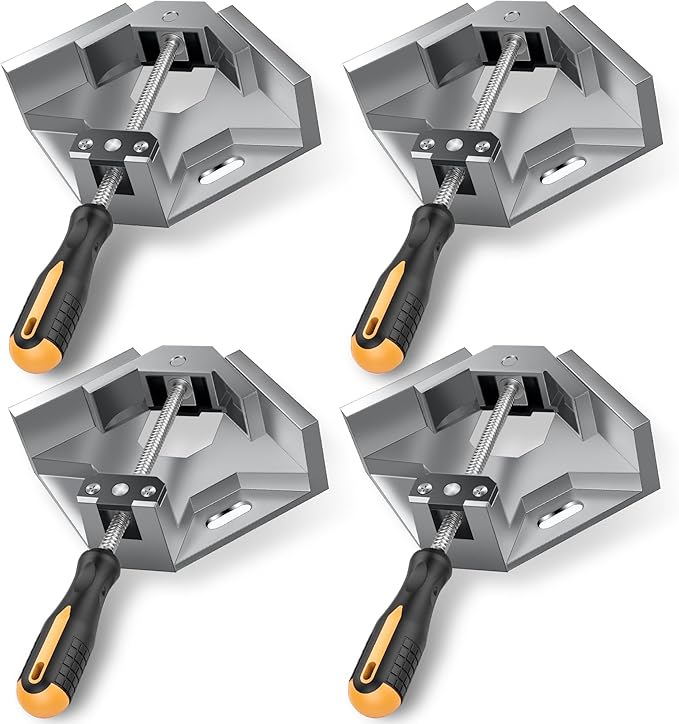 4 Pack Right Angle Clamp, Single Handle 90° Aluminum Alloy Corner Clamp, With Adjustable Swing Jaw 90° degree corner clamps for welding, woodworking
