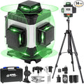 Laser Level, ZPD Laser Level with Tripod, 4 x 360 Self Leveling Laser Measuring Tool Green Lazer Level 16 Line Level Laser 360 Self Leveling for Construction, Home Renovation, Picture Hanging