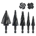ZELCAN Step Drill Bit Set, 5PCS Four Spiral Flute Step Bits for Metal, 50 Sizes Titanium-Coated HSS Drill Bits with 1/4" Hex Shank for Stainless Steel Aluminum Wood Plastic