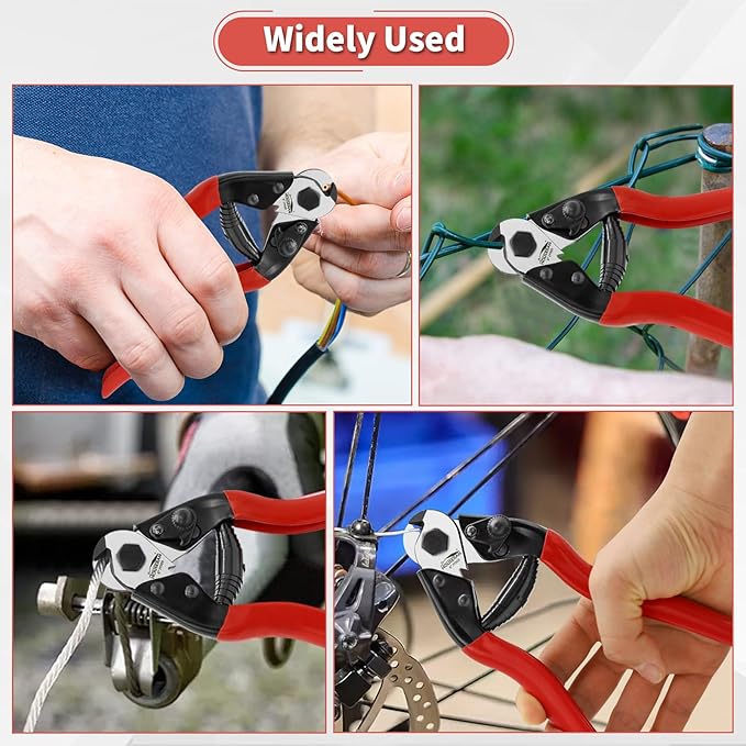 8 Inch Wire Rope Cutter, Stainless Steel Cable Cutter, Heavy Duty Wire Cutters Cutting Up to 3/16" for Fence, Wire Seals, Aircraft Cables, Decking, Railing, Bike Bicycle Brake Cable, DIY