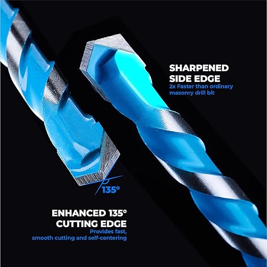toolant 3/16" Concrete Drill Bit Set & Masonry Drill Bit Set, Shockproof Hex Shank Hammer Drill Bit Set for Glass/Brick/Plastic/Cement/Tile, Industrial Strength Carbide Drill Bit Tip 1/4" Box of 10