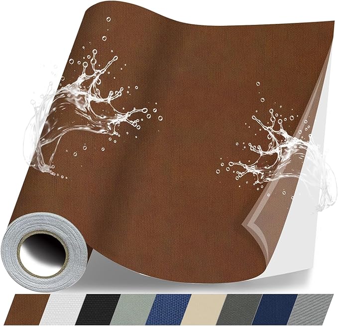 Fabric Repair Patches, 17X79 Inch Canvas Self-Adhesive Fabric Patches Tape Durable, DIY Large Canvas Repair for Sofa, Couches, Furniture, Chair, Clothing （17X79 Inch, Brown）