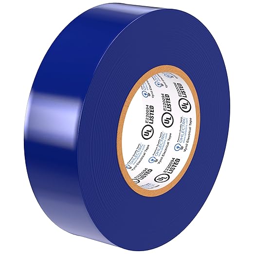 OHLECTRIC Professional Grade Vinyl Electrical Tape (1 Pack) Blue - 7 Mil Thick Flame-Retardant, Heat & Weather Resistant 3/4 Inch x 60 Feet | Ideal for Contractors & Electricians
